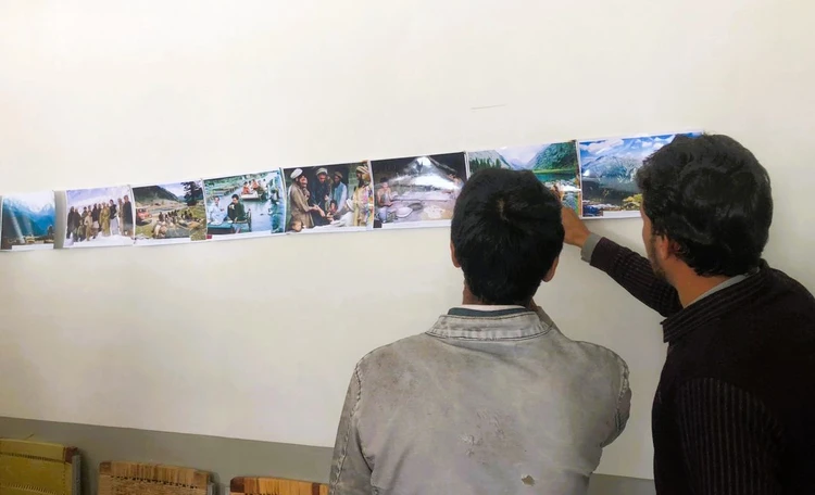 Old photos hanged on the wall